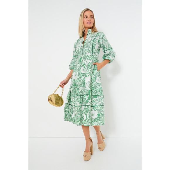 HYACINTH HOUSE Green and White Floral Hillsborough Midi Dress Size XL NWT - Picture 5 of 8